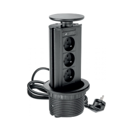 GTV Lighting - Multiprise encastrable fiØ100 mm - 3 x 2P+T - Noir - Réf.: AE-BPW3GU-20