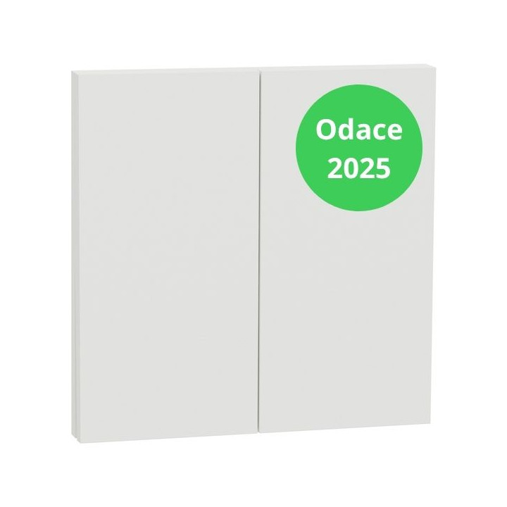 Schneider - Odace Intégral 2025 - Enjoliveur et plaque pour double va et vient ou poussoir - Blanc craie - Réf : S929222