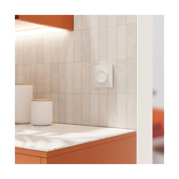 Schneider - Odace 2025 - Variateur de lumière universel 2 ou 3 fils - Rotatif - Blanc craie - Réf : S920519