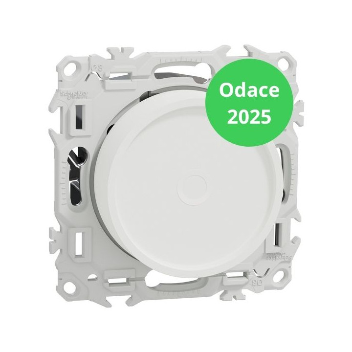 Schneider - Odace 2025 - Variateur de lumière universel 2 ou 3 fils - Rotatif - Blanc craie - Réf : S920519