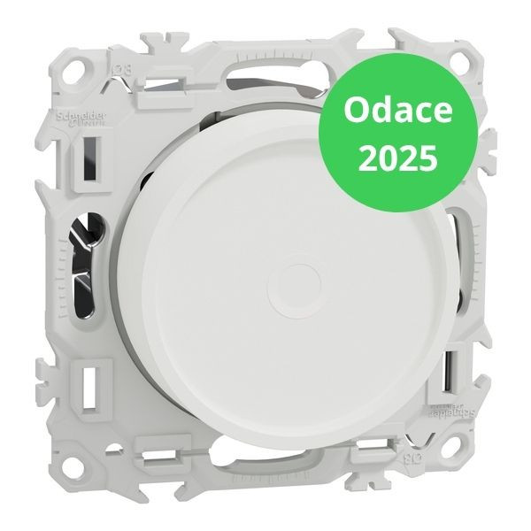 Schneider - Odace 2025 - Variateur de lumière universel 2 ou 3 fils - Rotatif - Blanc craie - Réf : S920519