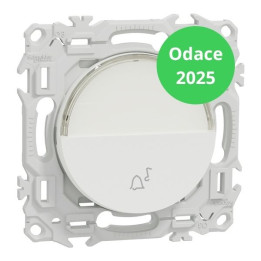 Schneider - Odace 2025 - Bouton poussoir porte-étiquette - symbole carillon - Blanc craie - Réf : S920246