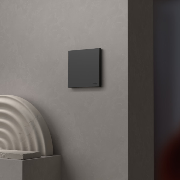 Schneider - Odace Intégral 2025 - Enjoliveur et plaque pour va et vient ou poussoir - Noir onyx - Réf : S949221