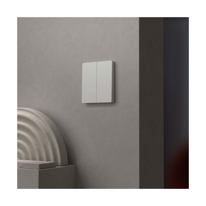 Schneider - Odace Intégral 2025 - Enjoliveur et plaque pour double va et vient ou poussoir - Blanc craie - Réf : S929222