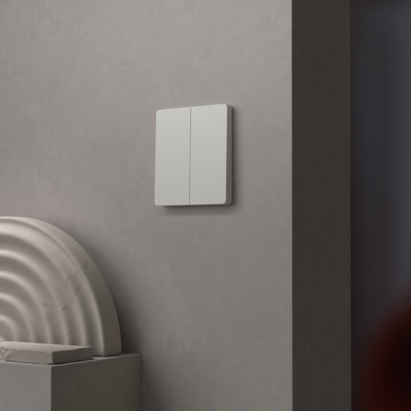 Schneider - Odace Intégral 2025 - Enjoliveur et plaque pour double va et vient ou poussoir - Blanc craie - Réf : S929222