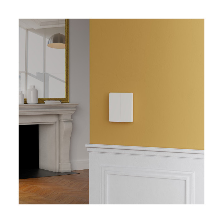 Schneider - Odace Intégral 2025 - Enjoliveur et plaque pour double va et vient ou poussoir - Blanc craie - Réf : S929222