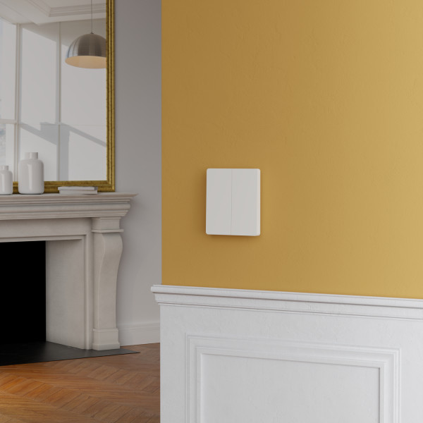 Schneider - Odace Intégral 2025 - Enjoliveur et plaque pour double va et vient ou poussoir - Blanc craie - Réf : S929222