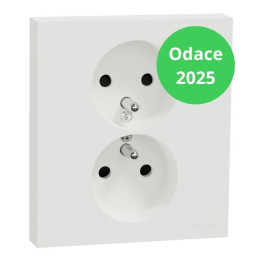 Schneider - Odace 2025 - Double prise de courant 2P+T avec plaque - 1 poste - Blanc craie - Réf : S921089