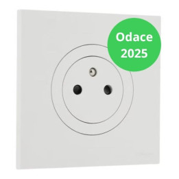 Schneider - Odace 2025 - Prise 2P+T affleurante + Plaque de finition - Blanc craie - Réf : S920052-P