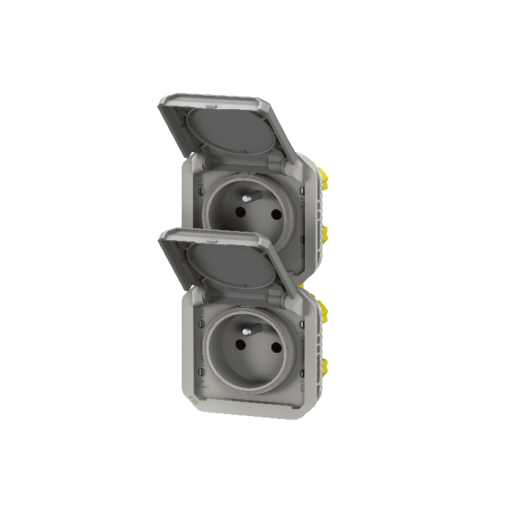 Legrand - Plexo L - Double prise précâblée 2P+T - 16A - 250V - composable - verticale - IP55/IK08 - 069563L