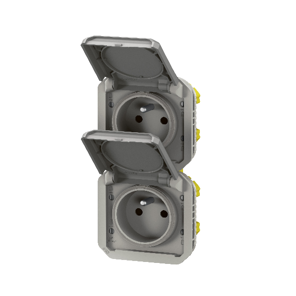 Legrand - Plexo L - Double prise précâblée 2P+T - 16A - 250V - composable - verticale - IP55/IK08 - 069563L