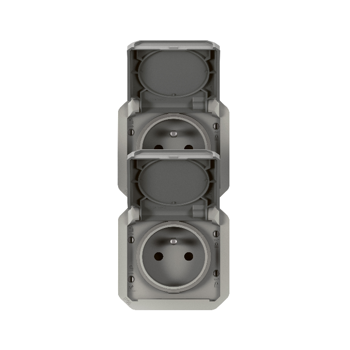 Legrand - Plexo L - Double prise précâblée 2P+T - 16A - 250V - composable - verticale - IP55/IK08 - 069563L