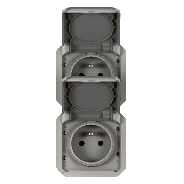 Legrand - Plexo L - Double prise précâblée 2P+T - 16A - 250V - composable - verticale - IP55/IK08 - 069563L