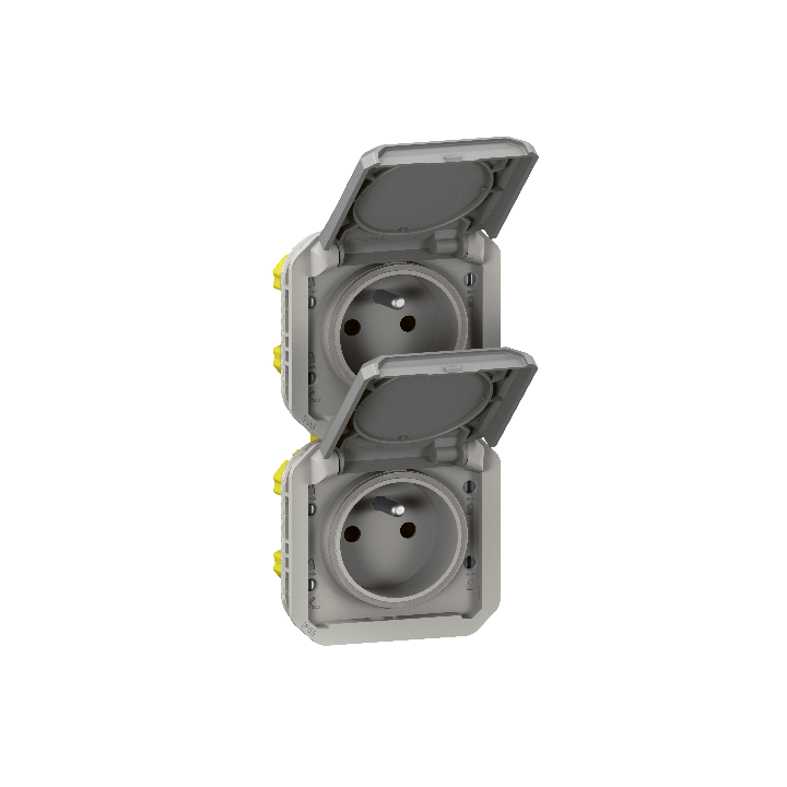 Legrand - Plexo L - Double prise précâblée 2P+T - 16A - 250V - composable - verticale - IP55/IK08 - 069563L