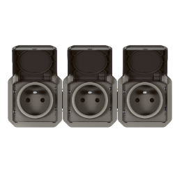 Legrand - Plexo L - Triple prise précâblée 2P+T - 16A - 230V - composable - Anthracite - horizontale - IP55/IK07 - Réf : 069844L
