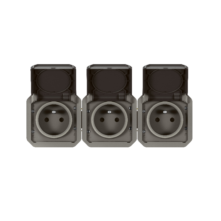 Legrand - Plexo L - Triple prise précâblée 2P+T - 16A - 230V - composable - Anthracite - horizontale - IP55/IK07 - Réf : 069844L
