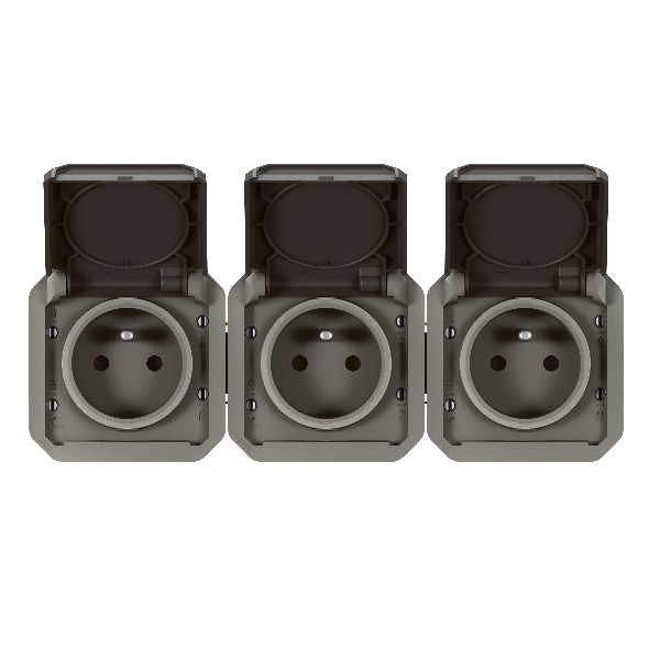 Legrand - Plexo L - Triple prise précâblée 2P+T - 16A - 230V - composable - Anthracite - horizontale - IP55/IK07 - Réf : 069844L