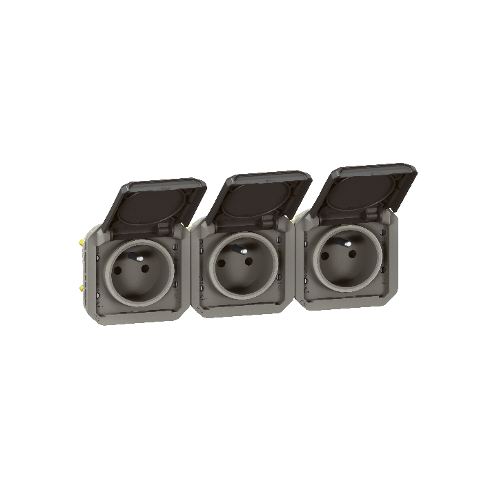 Legrand - Plexo L - Triple prise précâblée 2P+T - 16A - 230V - composable - Anthracite - horizontale - IP55/IK07 - Réf : 069844L