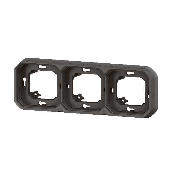 Legrand - Plexo L - Support plaque étanche - Encastré - 3 postes - Horizontal ou vertical - Anthracite - Réf : 069608L