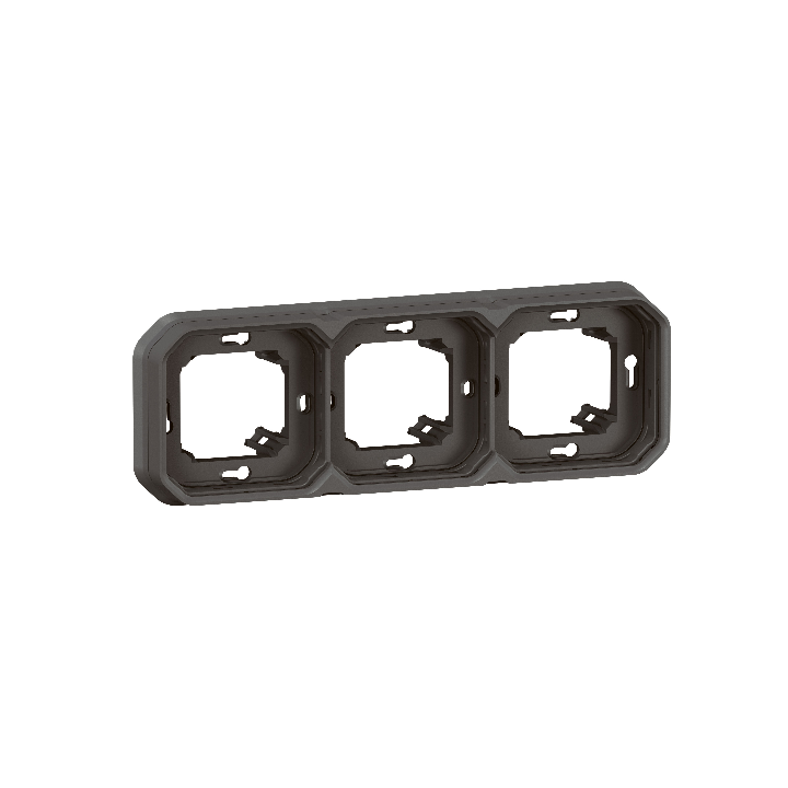 Legrand - Plexo L - Support plaque étanche - Encastré - 3 postes - Horizontal ou vertical - Anthracite - Réf : 069608L
