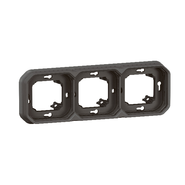 Legrand - Plexo L - Support plaque étanche - Encastré - 3 postes - Horizontal ou vertical - Anthracite - Réf : 069608L