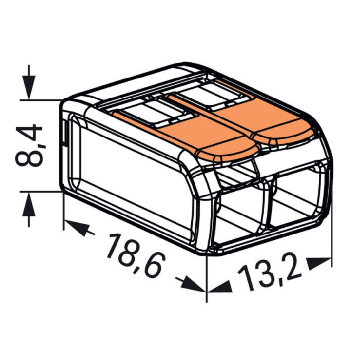 WAGO - Boîte de 100 Bornes auto fils Souple / Rigide 2 x (0.08 à 4mm2) - Réf : WAG 221-412