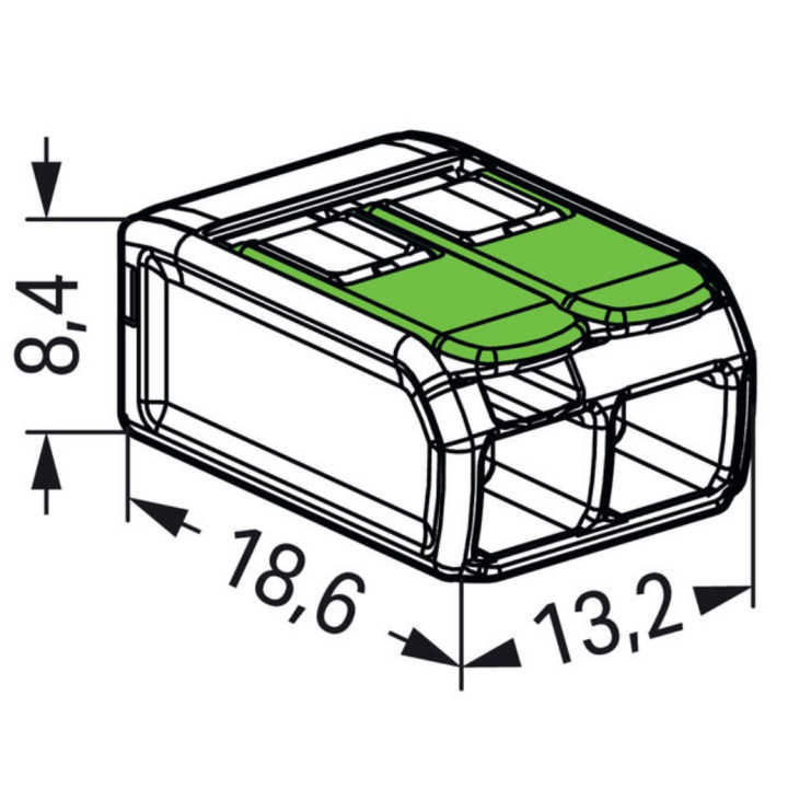 WAGO - Boîte de 100 Bornes Verte auto fils souple et rigide 0,2 à 4mm2 - Réf : WAG 221-422