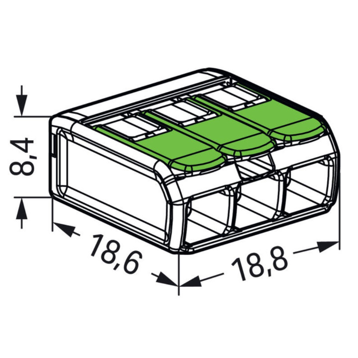 WAGO - Boîte de 50 Bornes GREEN Range auto fils souple et rigide 0,2 à 4mm2 - Réf : WAG 221-423