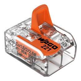 WAGO - Boîte de 50 Bornes auto fils Souple / Rigide 2 x (0.5 à 6mm2) - Réf : WAG 221-612