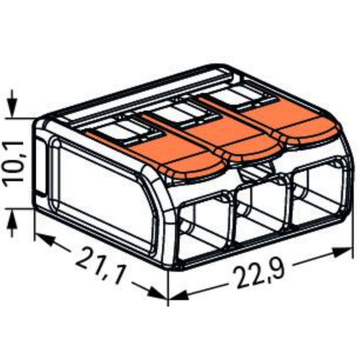 WAGO - LOT de 3 Bornes auto fils Souple / Rigide 3 x (0.5 à 6mm2) - Réf : WAG 221-613x3