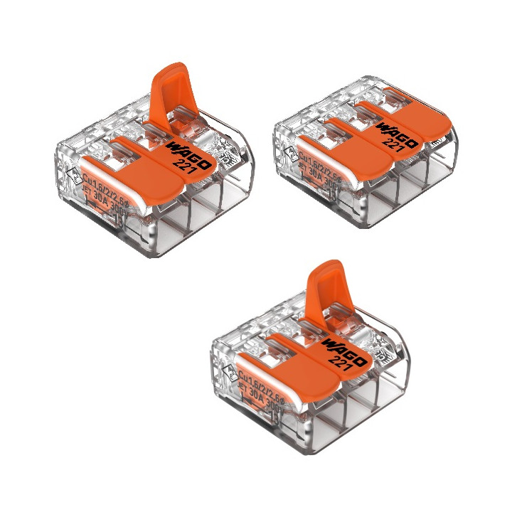 WAGO - LOT de 3 Bornes auto fils Souple / Rigide 3 x (0.5 à 6mm2) - Réf : WAG 221-613x3