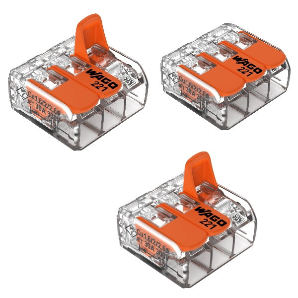 WAGO - LOT de 3 Bornes auto fils Souple / Rigide 3 x (0.5 à 6mm2) - Réf : WAG 221-613x3