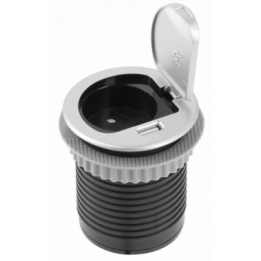 GTV Lighting - Multiprise encastrable CHARGER MINI Ø60 - PC 2P+T + USB-A - Aluminium - IP20 - Réf : AE-BPW1S1UCH-53