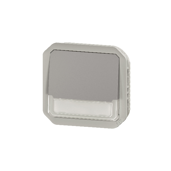 Legrand - Plexo L - Poussoir NO-NF lumineux porte-étiquette avec voyant - 10A - 250V - compo. - gris - IP55/IK08 - Réf : 069544l