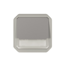 Legrand - Plexo L - Poussoir NO-NF lumineux porte-étiquette avec voyant - 10A - 250V - compo. - gris - IP55/IK08 - Réf : 069544l