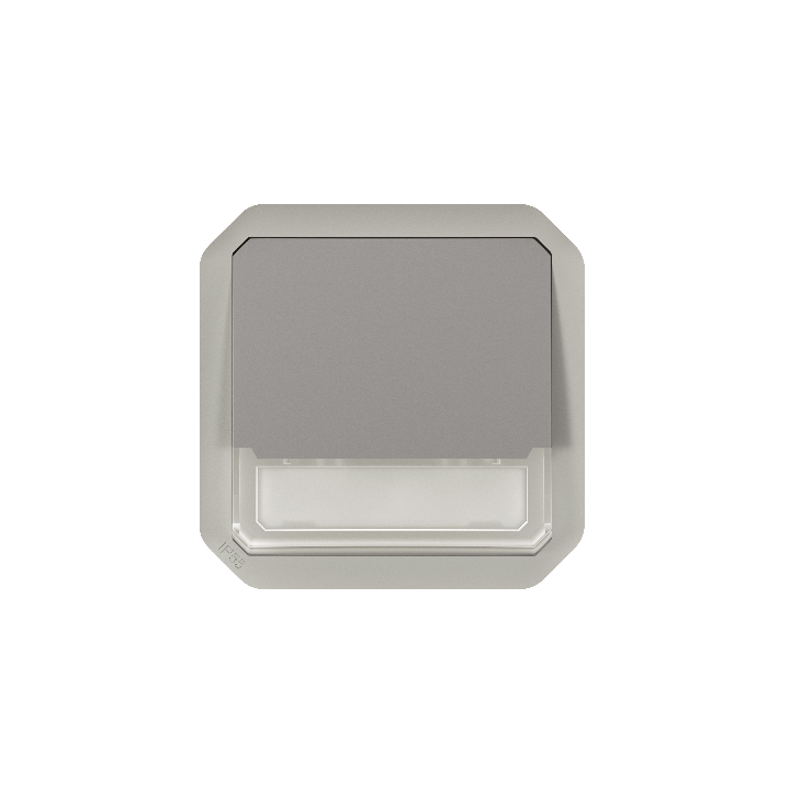 Legrand - Plexo L - Poussoir NO-NF lumineux porte-étiquette avec voyant - 10A - 250V - compo. - gris - IP55/IK08 - Réf : 069544l
