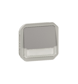 Legrand - Plexo L - Poussoir NO-NF lumineux porte-étiquette avec voyant - 10A - 250V - compo. - gris - IP55/IK08