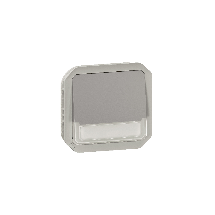 Legrand - Plexo L - Poussoir NO-NF lumineux porte-étiquette avec voyant - 10A - 250V - compo. - gris - IP55/IK08 - Réf : 069544l