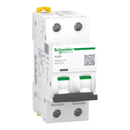 Schneider - Acti9 - iC60N - Disjoncteur - 2P - 10A - 6kA - courbe D - Réf : A9F75210