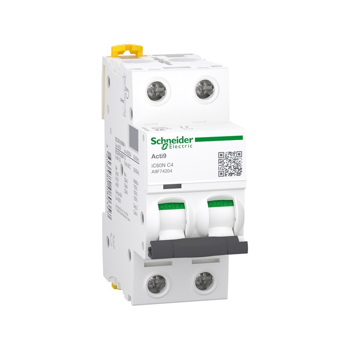 Schneider - Acti9 - IC60N - Disjoncteur - 2P - 4A - 6000A/50kA - courbe C - Réf : A9F74204