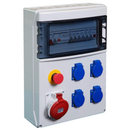 Digital - Coffret de chantier tétrapolaire IP44 - 4 prises 2P+T - 1 prise 3P+N+T 16A - arrêt d'urgence - Réf : 31322