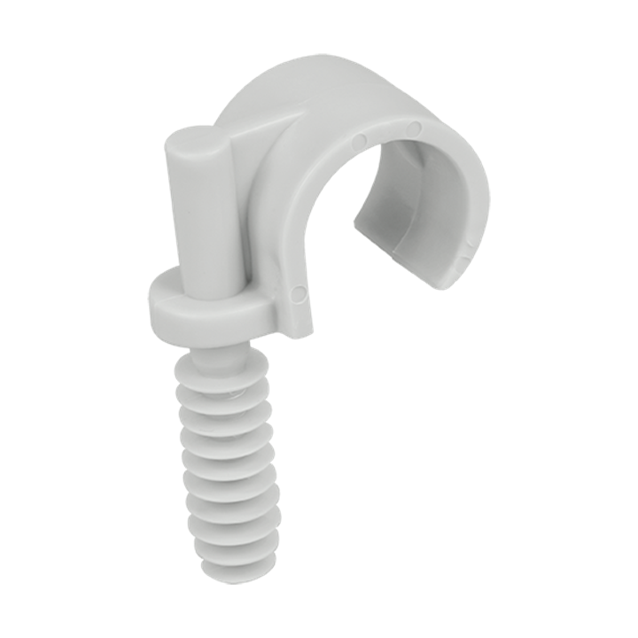 Eur'Ohm - Lot de 100 Clips avec cheville type parapluie pour tubes ou gaine de Ø16 mm - Gris - Réf : 43430