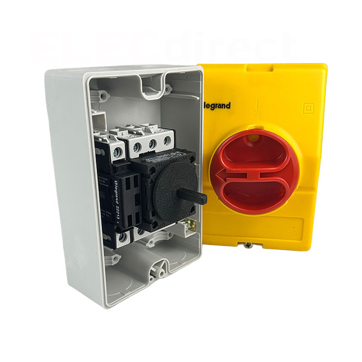 Legrand - Interrupteur-sectionneur rotatif complet de proximité - 4P - neutre à gauche - 25 A - Réf : 022183