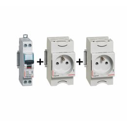 Legrand - LOT de 2 Prises de courant modulaire - 2P+T 16A 220V et disjoncteur 16A - Réf : 004280x10