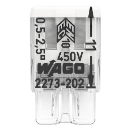 WAGO - Boîte de 100 Bornes auto fils rigide 2 x 2,5mm2 - Réf : WAG 2273-202