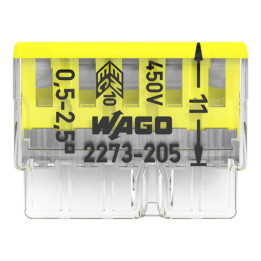 WAGO - Boîte de 100 Bornes auto fils rigide 5 x 2,5mm2 - Réf : WAG 2273-205
