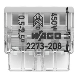 WAGO - Boîte de 50 Bornes auto fils rigide 8 x 2,5mm2 - Réf : WAG 2273-208