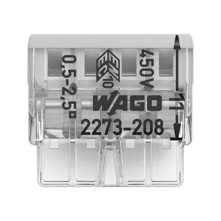 WAGO - Boîte de 50 Bornes auto fils rigide 8 x 2,5mm2 - Réf : WAG 2273-208