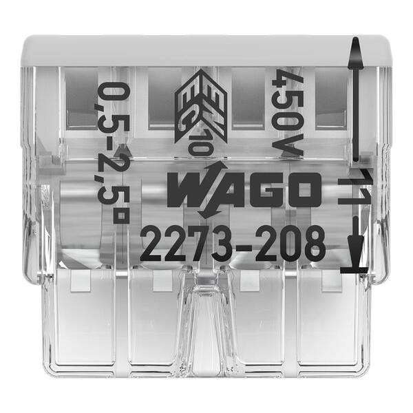 WAGO - Boîte de 50 Bornes auto fils rigide 8 x 2,5mm2 - Réf : WAG 2273-208