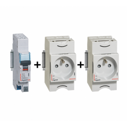 Legrand - LOT de 2 Prises de courant modulaire - 2P+T - 16A - 250V + disjoncteur 16A AUTO - Réf. : 004280x2 + 406783